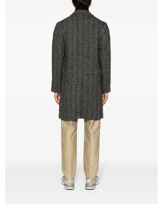 Aspesi Gray Franz Single-Breasted Bouclé Coat for men