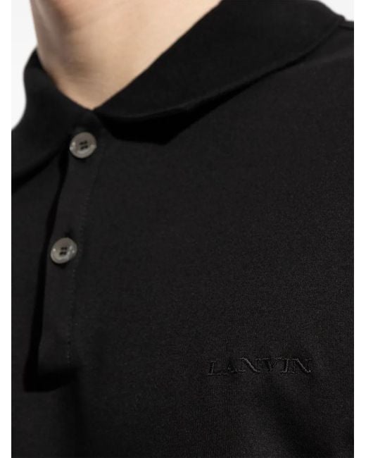 Lanvin Black Cotton Polo for men