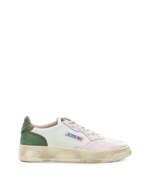 Autry White Medallist Distressed-Effect Panelled Low-Top Sneakers