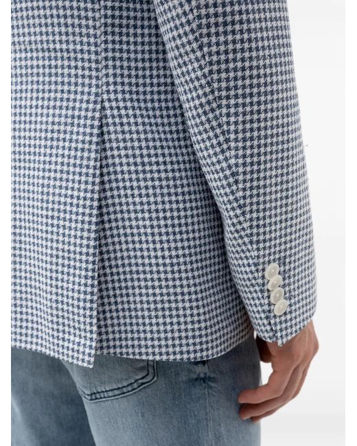 Boss Blue Houndstooth-Pattern Blazer for men