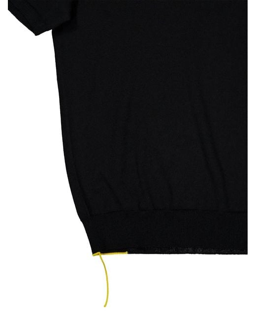 Fendi Black Fine-Knit Wool Polo Shirt for men