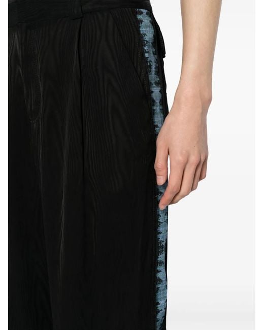Ahluwalia Black Panelled Pleat-Detail Straight-Leg Trousers for men