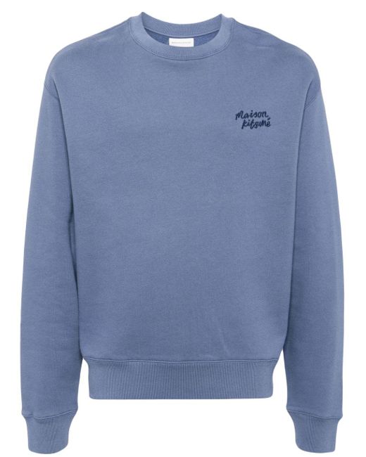 Maison Kitsuné Blue Logo Embroidered Cotton Sweatshirt - Men's - Cotton for men