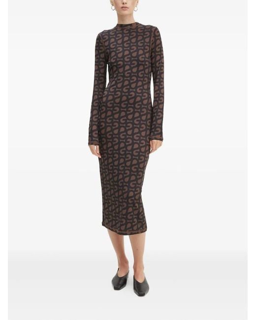 Stine Goya Black Long-Sleeved Midi Dress