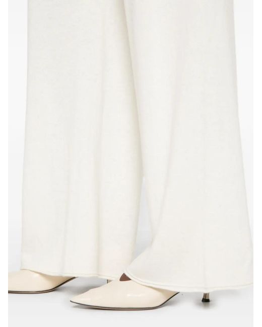 SERGIO MORETTI FIRENZE White Wide-Leg Knitted Trousers