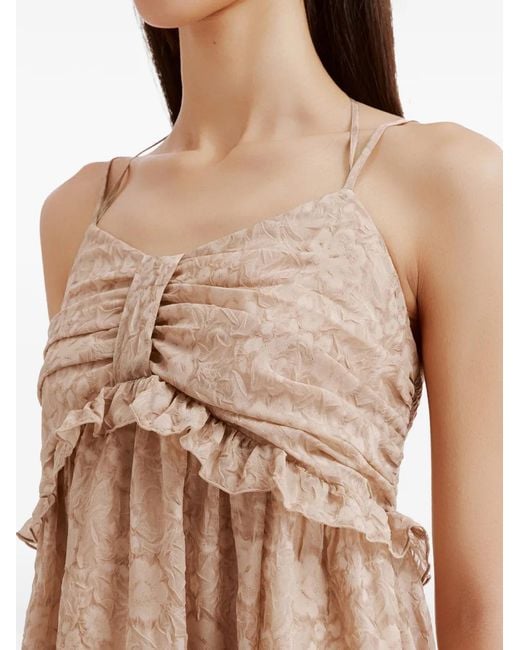 B+ AB Natural Floral-Jacquard Ruffled Midi Dress