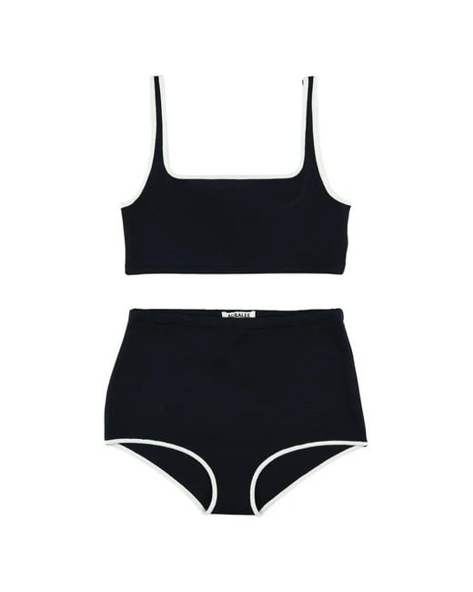 Auralee Black Contrast-Trim Bikini