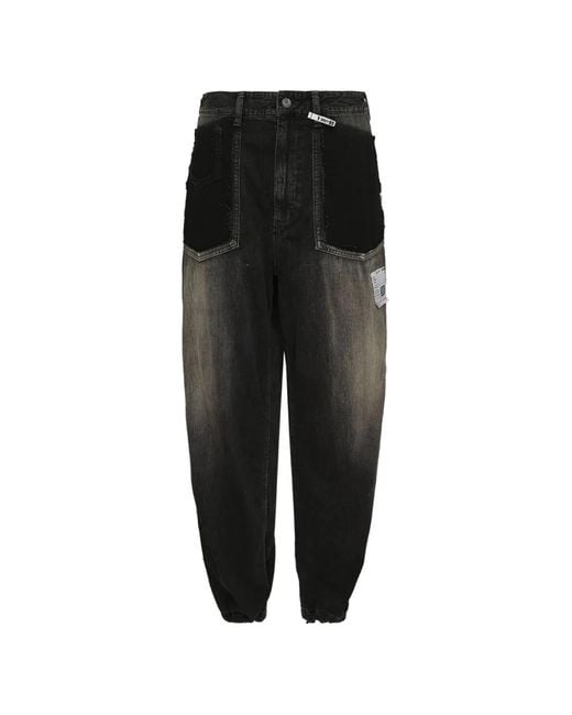 Maison Mihara Yasuhiro Black Cut-Off Panelled Jeans