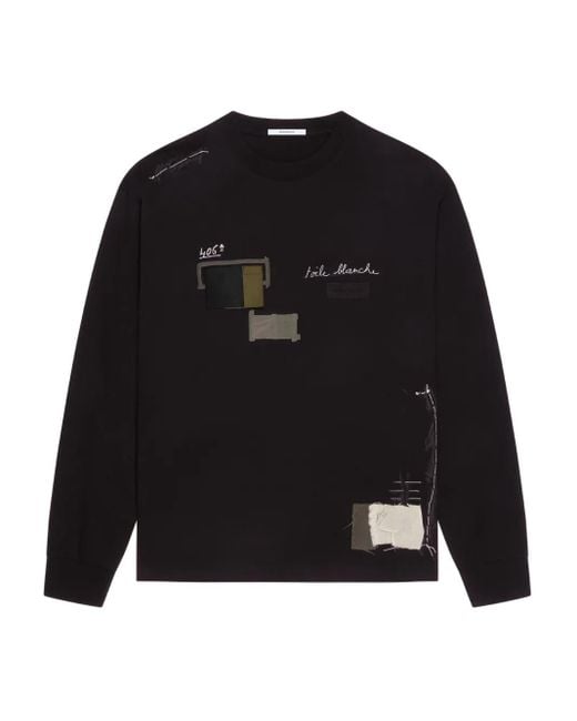 Givenchy Black Patchwork Long-Sleeve T-Shirt for men