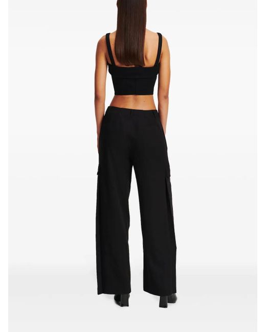 Karl Lagerfeld Black Wide-Leg Cargo Trousers