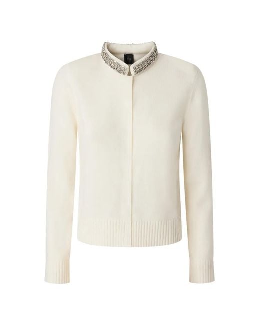 Pinko White Crystal-Embellished Cardigan