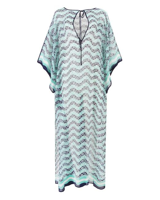 Casablanca Blue Monogram Print Beach Kaftan