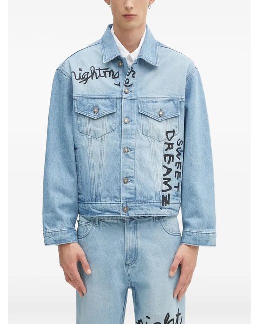 Sky High Farm Blue Buttoned Print Denim Jacket for men
