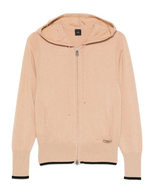 Pinko Natural Zip-Up Knitted Hoodie