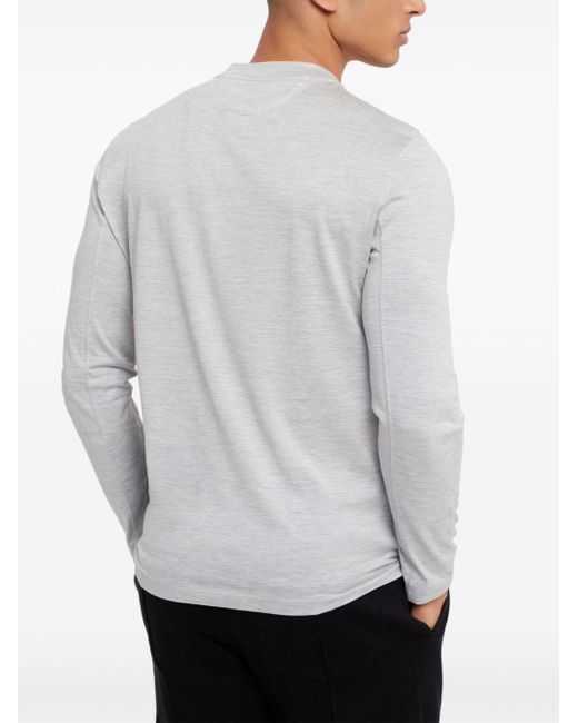 Brunello Cucinelli White Contrasting-trim Jersey T-shirt for men