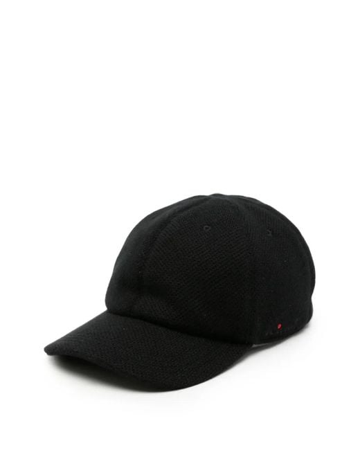 Kiton Black Cashmere Baseball Cap for men