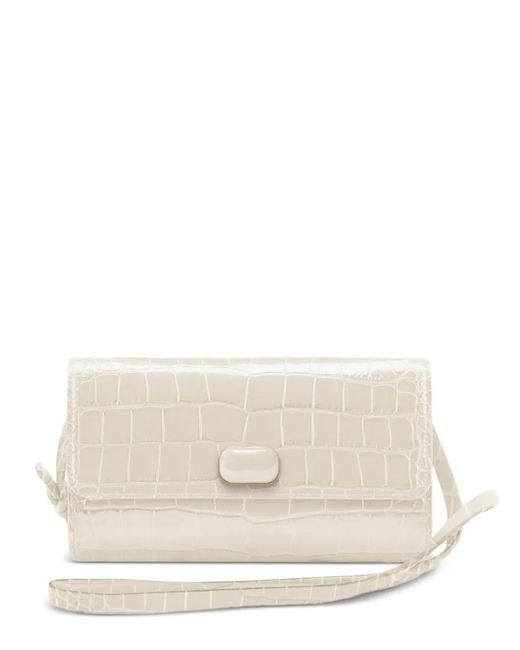Jeffrey Levinson Natural Cari Croc-Embossed Shoulder Bag