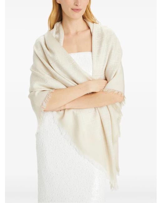Tory Burch Natural T-Monogram Jacquard Scarf