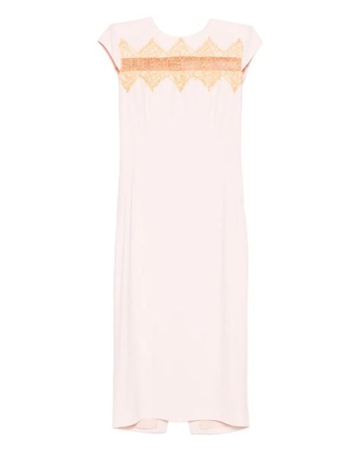 McQueen Pink Lace-Insert Midi Dress