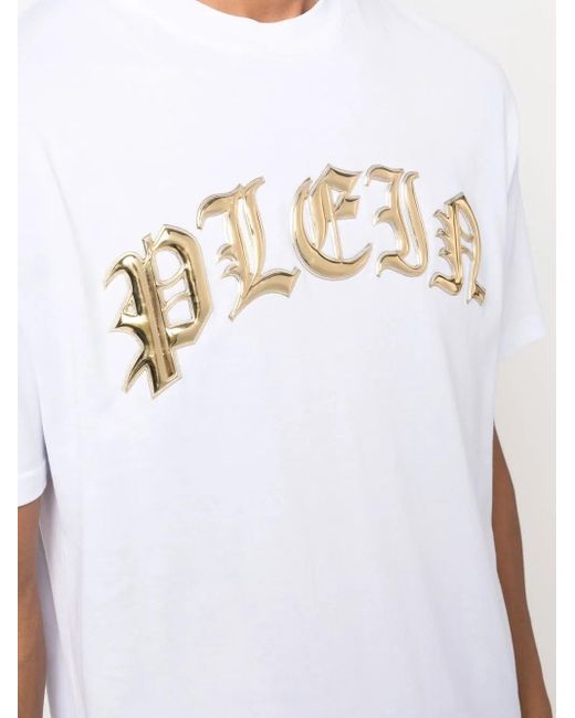 Philipp Plein White Logo-Appliqué Cotton T-Shirt for men