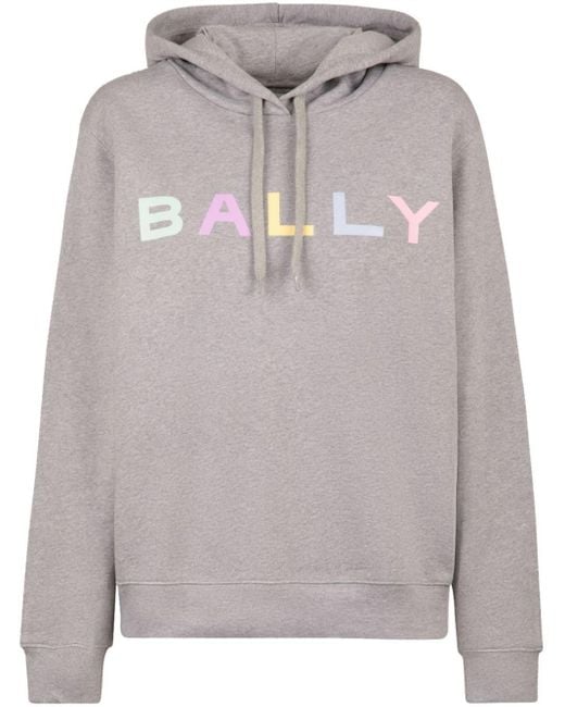 Bally Gray Logo-print Mélange-effect Hoodie