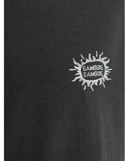 Samsøe & Samsøe Black Graphic-Print T-Shirt for men