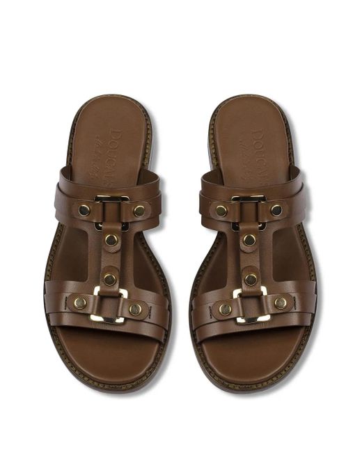 Doucal's スタッズ レザーサンダル Brown