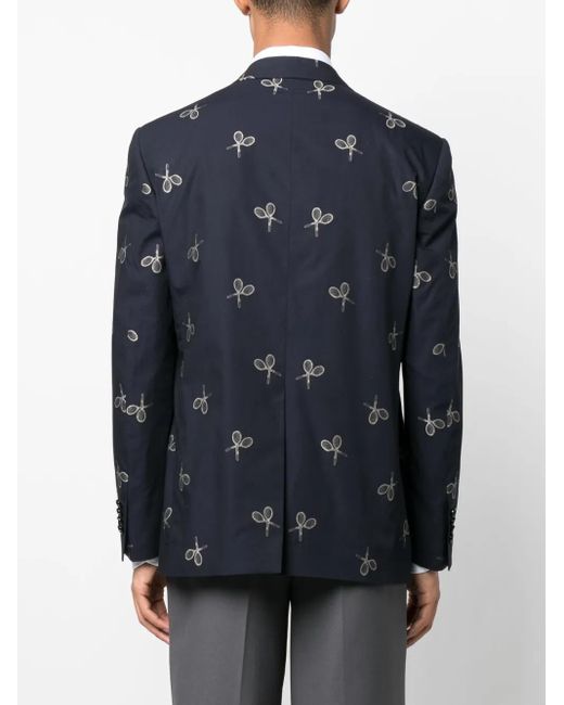 Lardini Blue Graphic-Print Single-Breasted Blazer for men