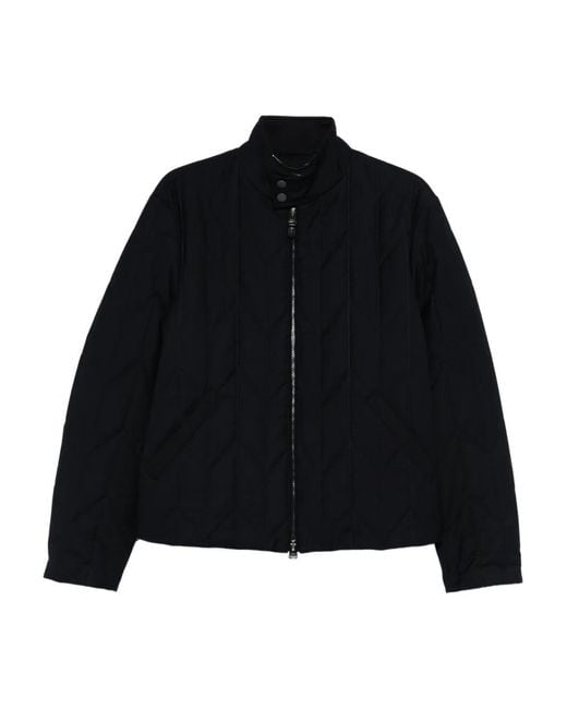 Canali Black Quilted Diamond-Pattern Padded Jacket for men