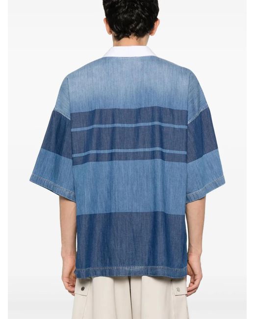 DSquared² Blue Logo-Print Denim Polo Shirt for men