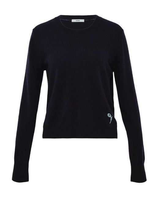 Erdem Blue Crew-Neck Embroidered-Detail Sweatshirt