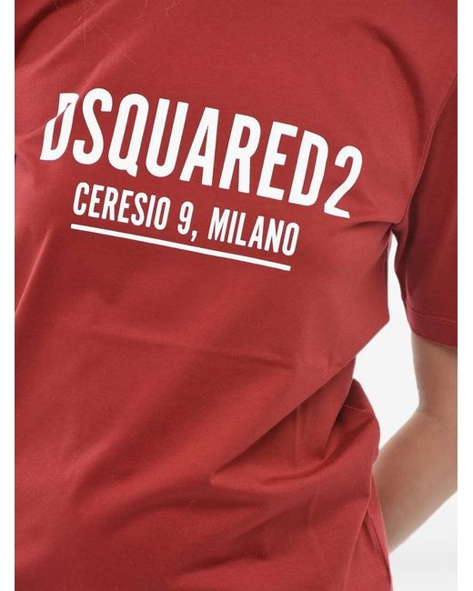 DSquared² Red Logo-Print Crew-Neck T-Shirt