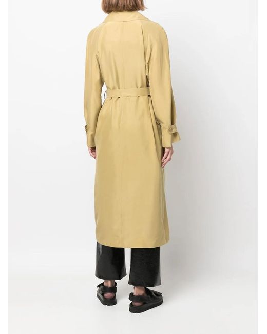 Alberta Ferretti Yellow Wrap-Over Silk Trench Coat