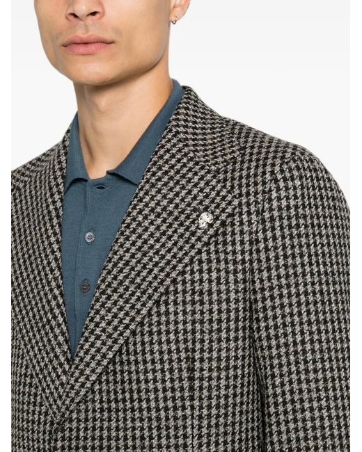 Gabriele Pasini Gray Houndstooth-Pattern Single-Breasted Blazer for men