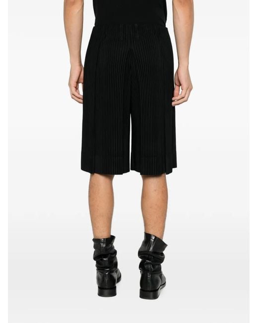Homme Plissé Issey Miyake Black Pleated Shorts for men