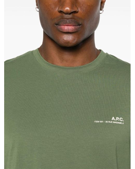 Camiseta con logo estampado A.P.C. de hombre de color Green