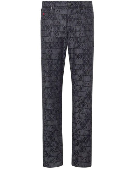 Moschino Blue Logo-print Mid-rise Jeans for men