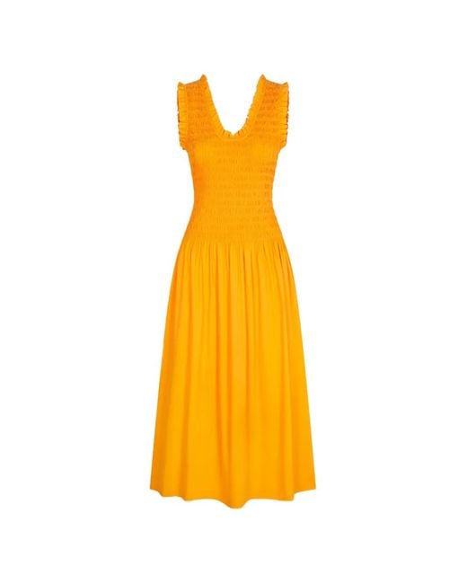 Simon Miller Yellow Zini V-Neck Sleeveless Cotton Midi Dress