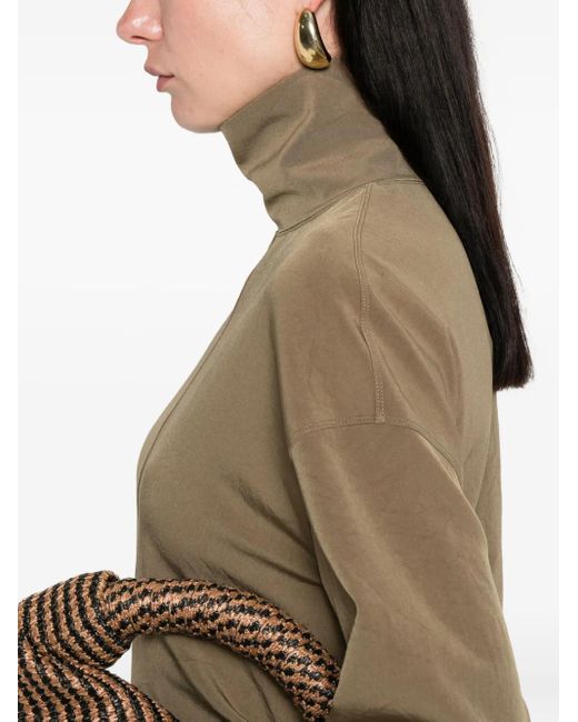 Nanushka Natural Jamson Draped Turtleneck Midi Dress