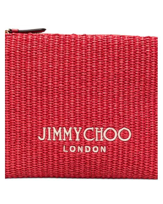 Jimmy Choo Logo-Embroidered Woven Clutch Bag