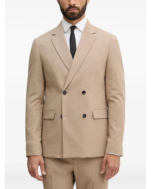 Lindbergh Natural Double-Breasted Notched Lapel Suit for men
