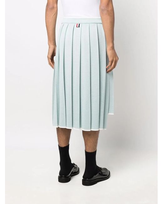 Thom Browne Blue High-Low Pleated Skirt for men