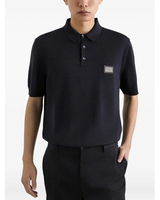 Dolce & Gabbana Blue Wool Polo Shirt for men