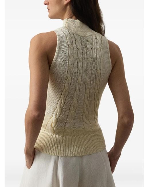 Ralph Lauren Natural Roll-Neck Cable-Knit Vest