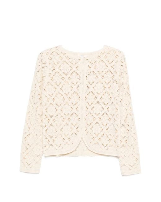 Yerse Natural Openwork Knit Cardigan