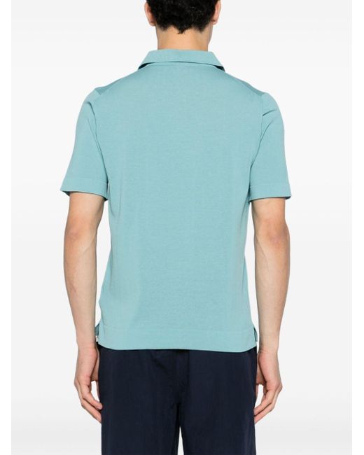 Dell'Oglio Blue Split-neck Cotton Polo Shirt for men
