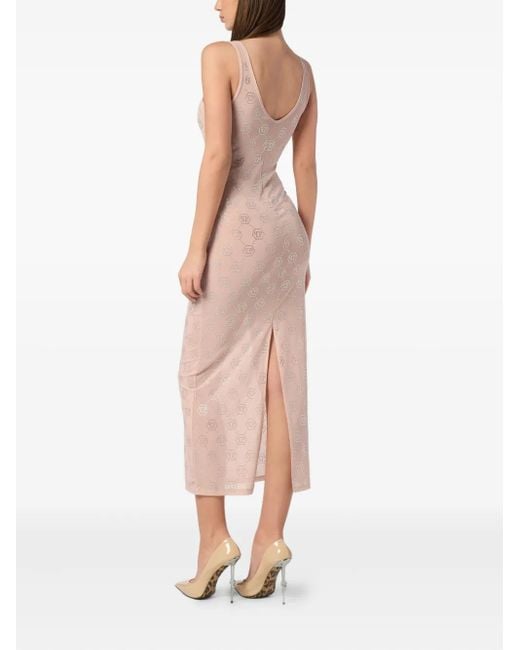 Philipp Plein Pink Monogram Midi Dress