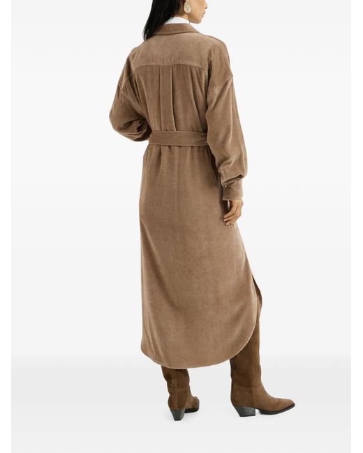 Brunello Cucinelli Natural Fluid Corduroy Shirt Dress