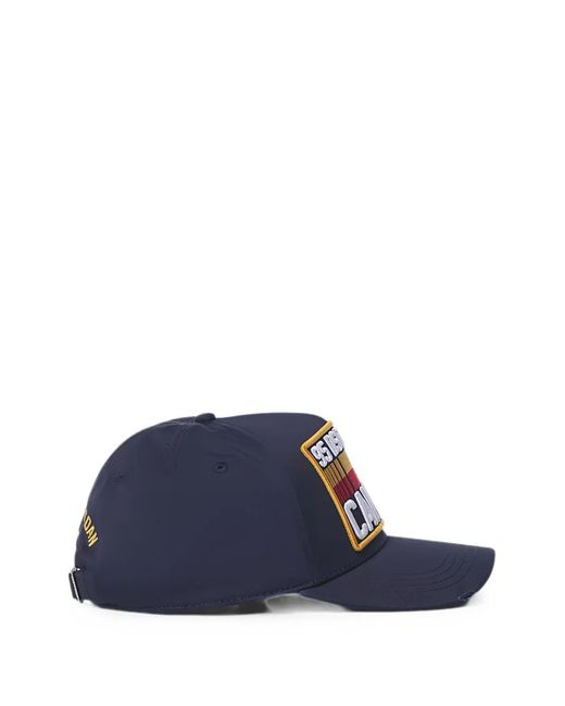 DSquared² Blue D2 Logo-Patch Baseball Cap for men