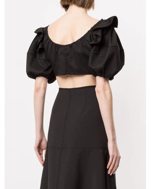 Ellery Black Hilaria Puff-Sleeve Top
